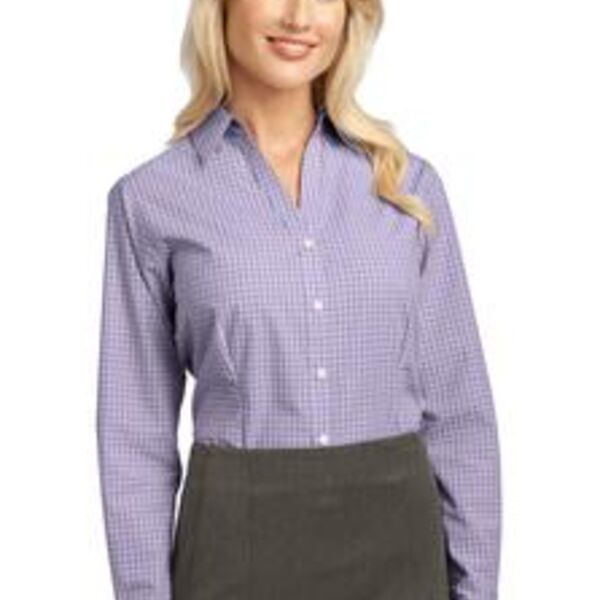 Ladies Plaid Pattern Easy Care Shirt. L639 Thumbnail